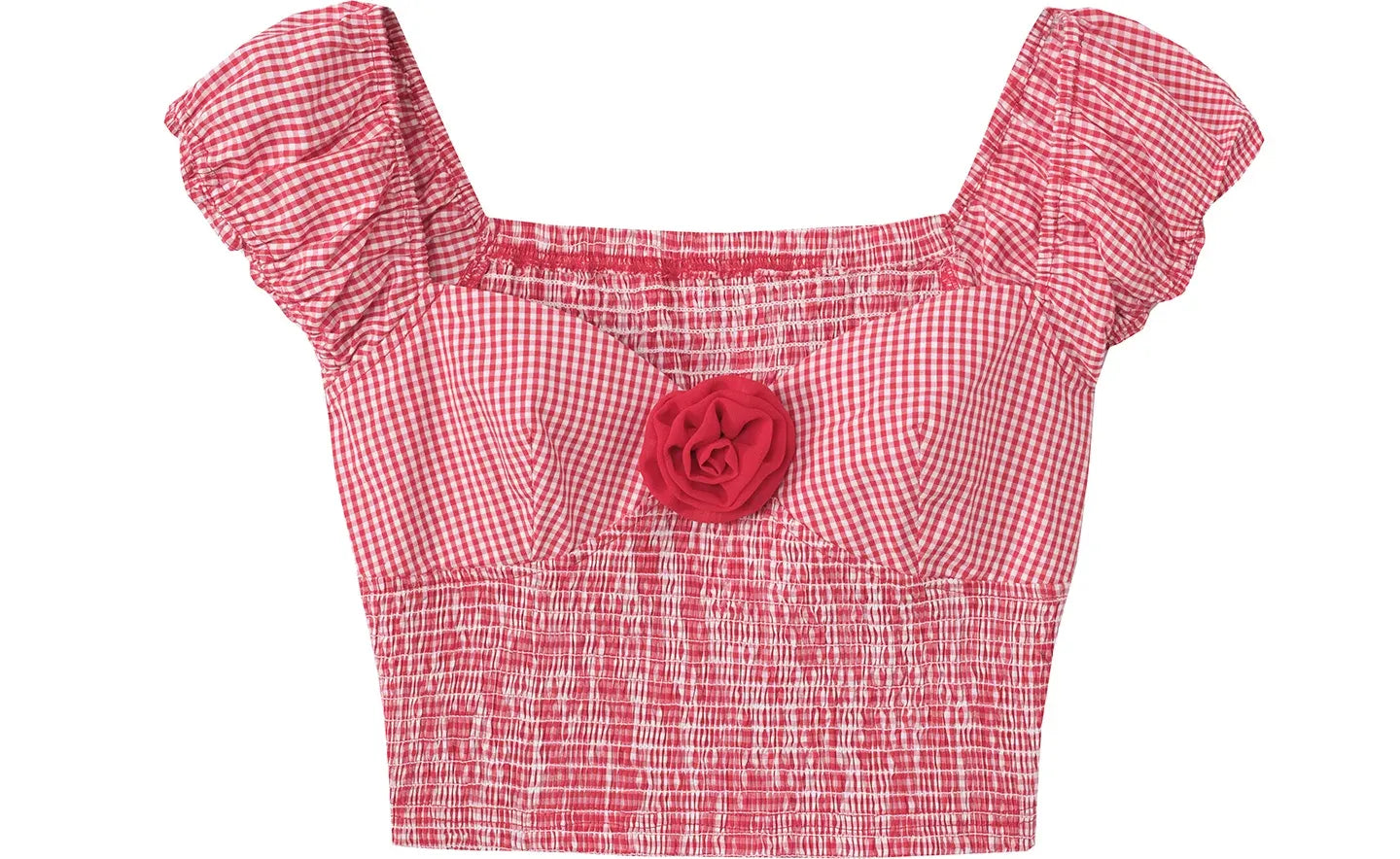 Gingham Ruched Top Shorts Set