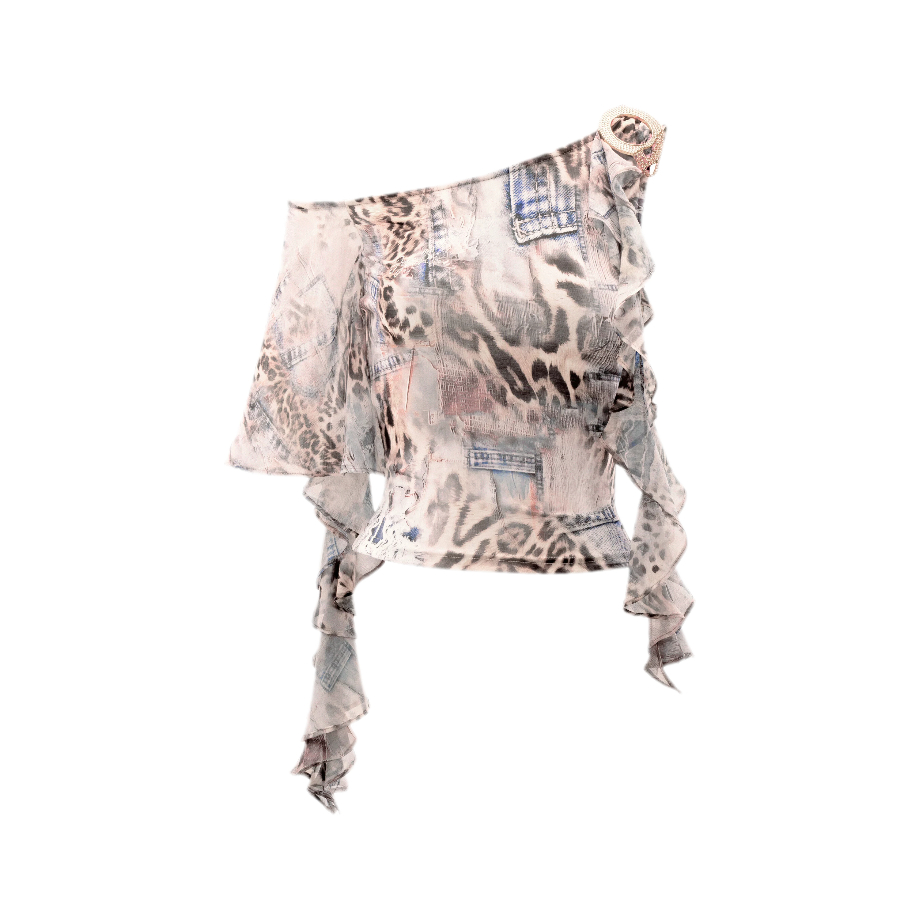 Leopard One-Shoulder Top