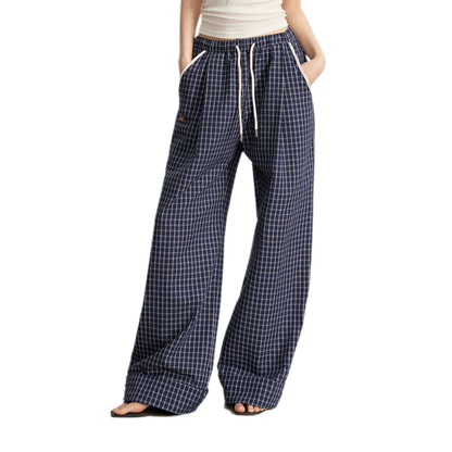 Plaid Wide-Leg Trousers
