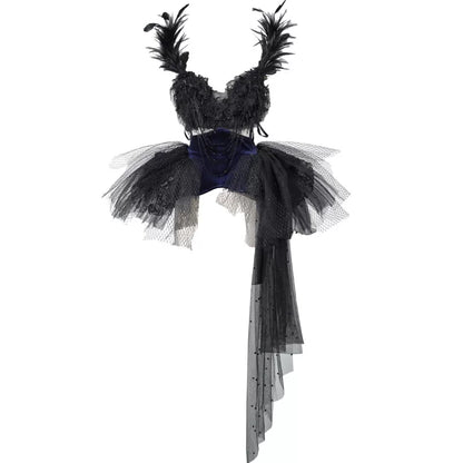 Feather Gothic Train Dress