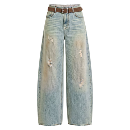 Vintage Washed Wide-Leg Jeans