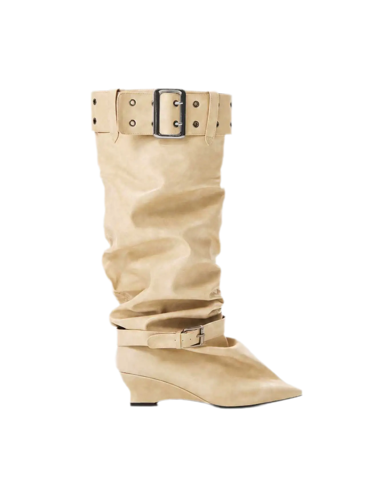 Pointed Slouchy Knee-High Boots
