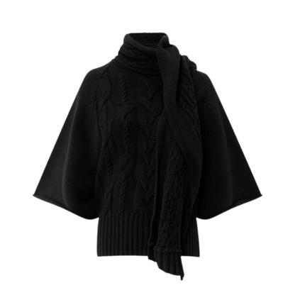 Kabelstrick-Cape-Pullover