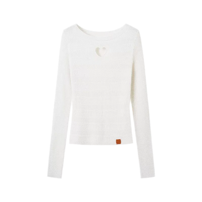 Wool Heart Cutout Knit Tee