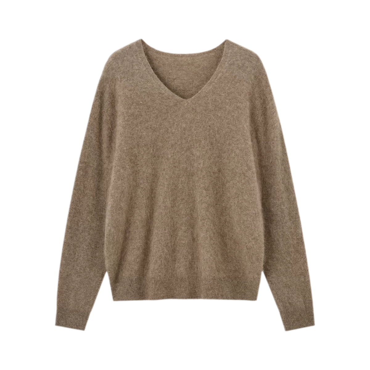 Flauschiger Mohairpullover mit V-Ausschnitt
