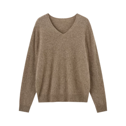 Flauschiger Mohairpullover mit V-Ausschnitt