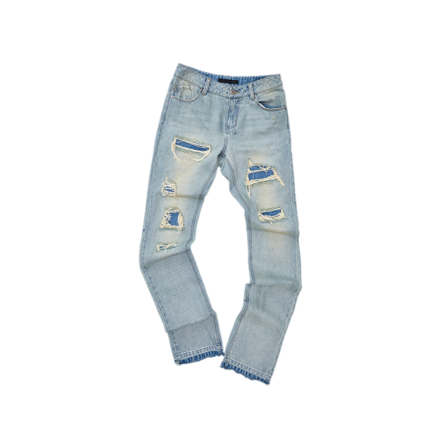 Washed Appliqué Straight-Leg Jeans