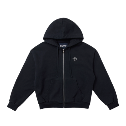 Cross Statue Oversized Zip-Up Hoodie