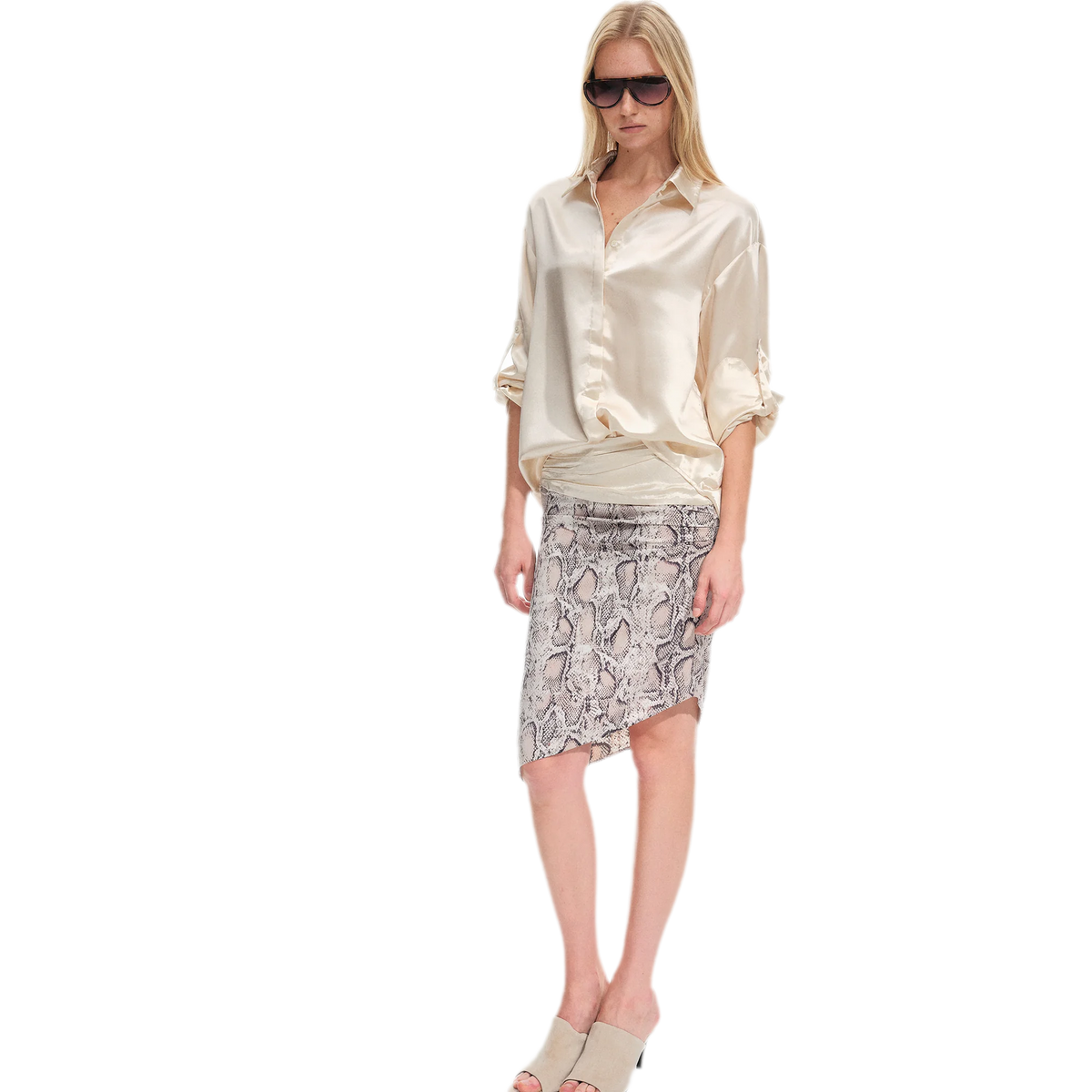 Camisa holgada de acetato brillante