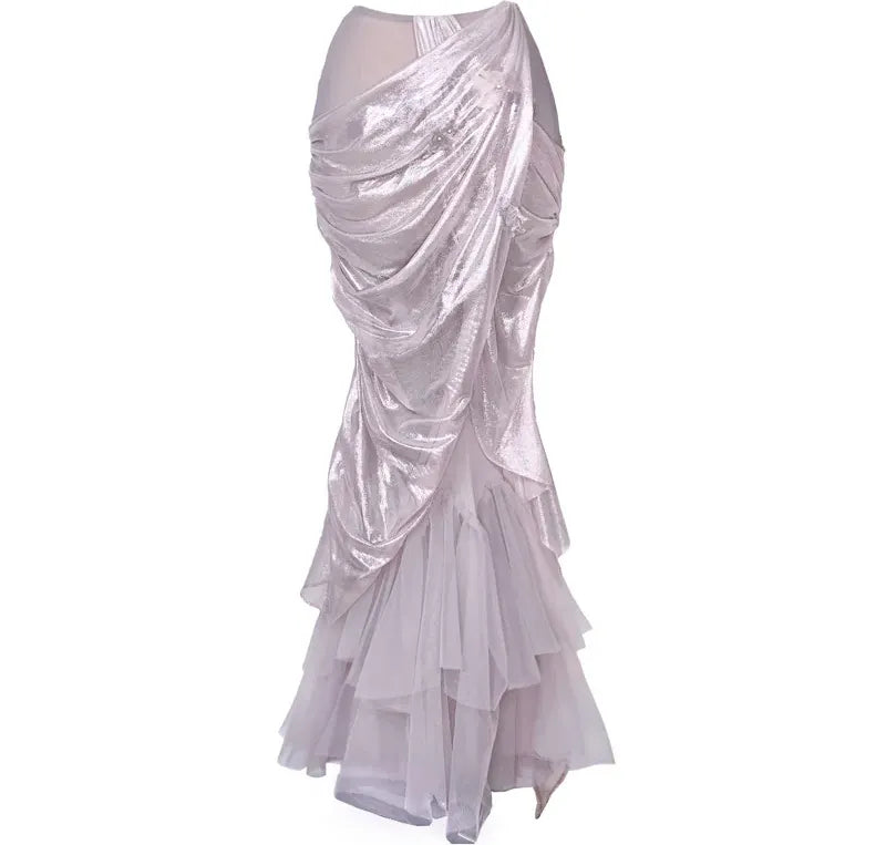 Metallic Draped Mermaid Skirt Set