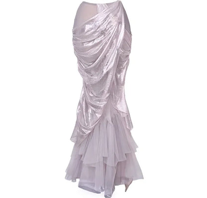 Metallic Draped Mermaid Skirt Set