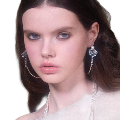 Crystal Floral Hoop Earrings