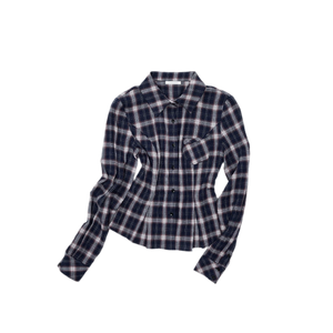 Navy Plaid Shirt / S
