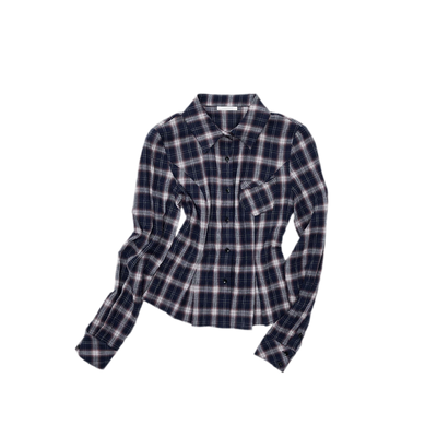 Navy Plaid Shirt / S