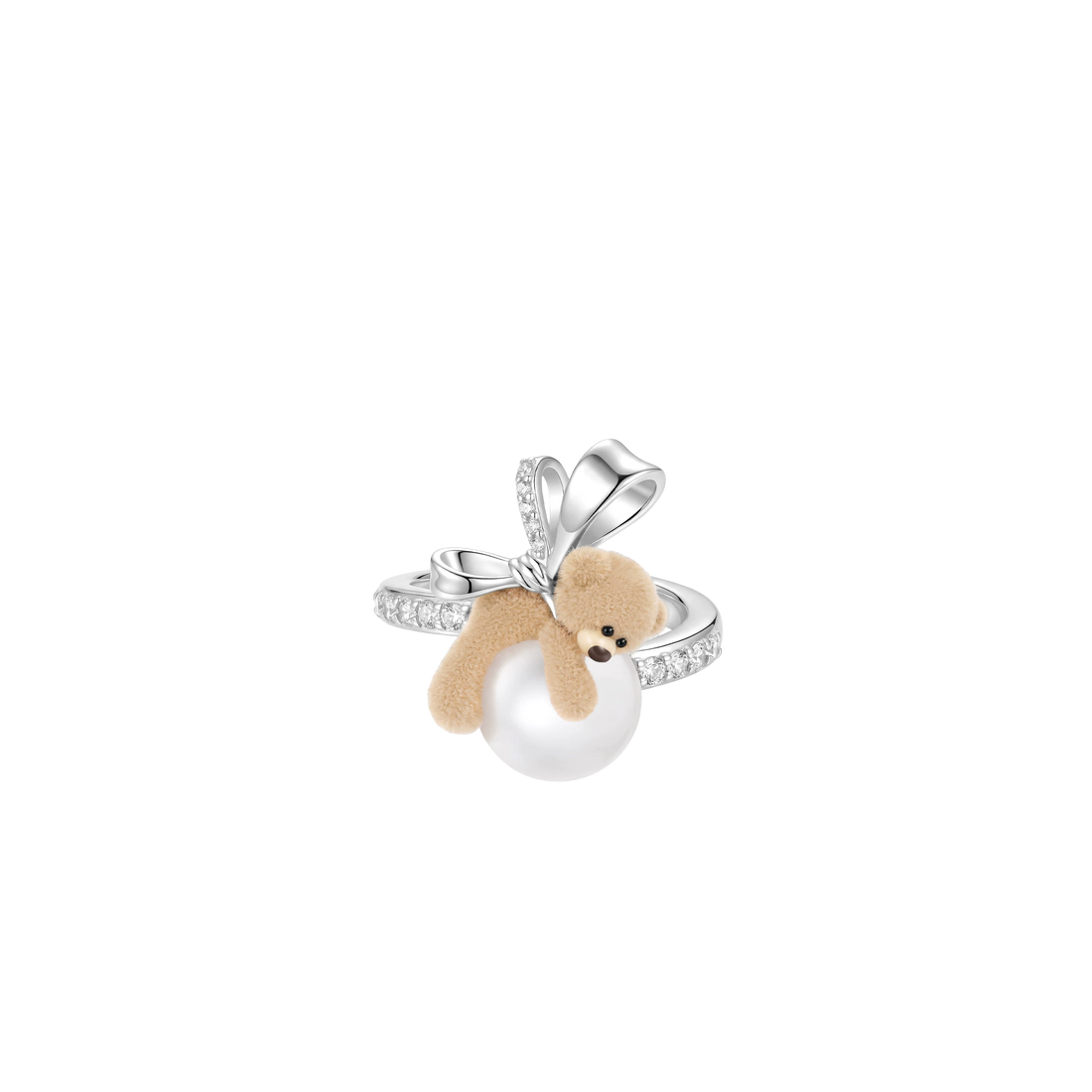 Bear Pearl Adjustable Ring