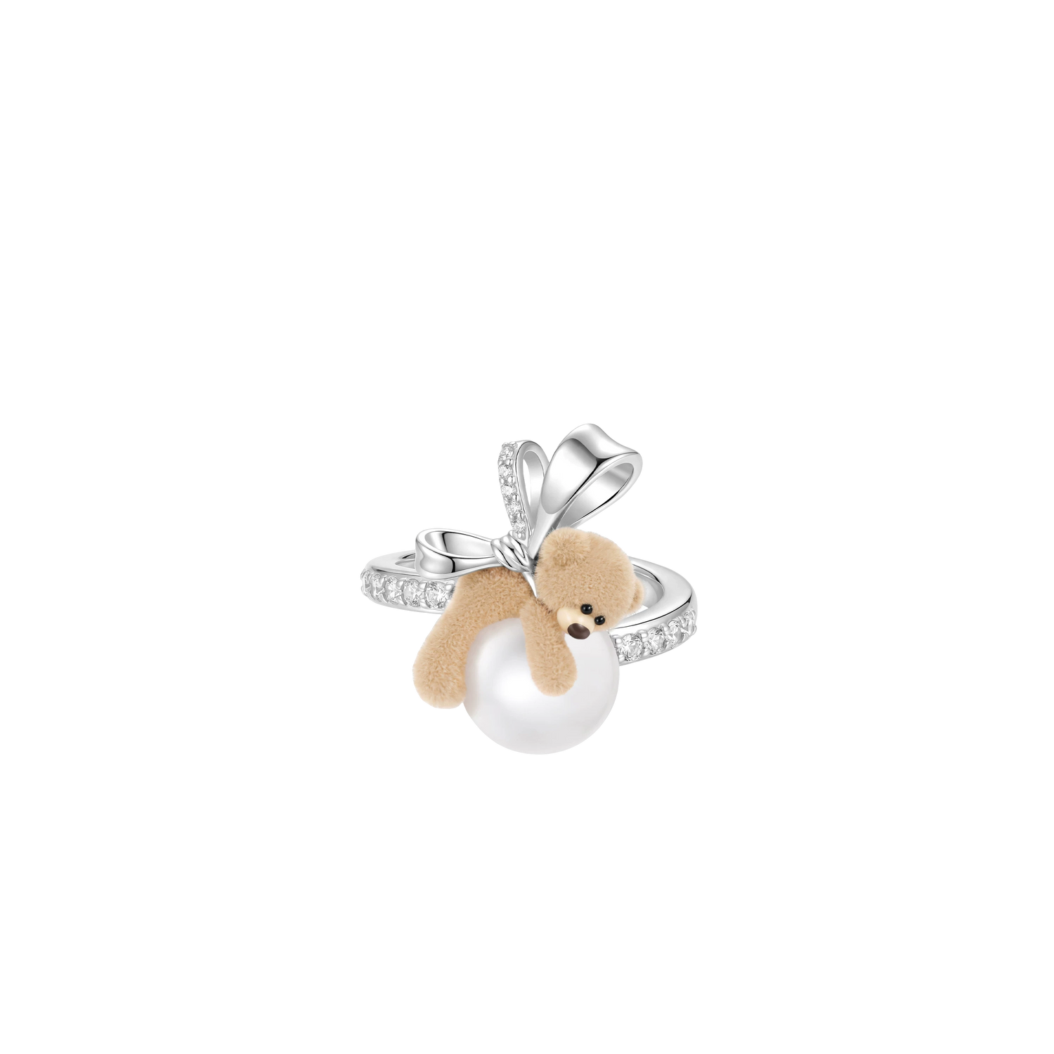 Bear Pearl Adjustable Ring