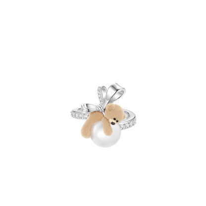 Bear Pearl Adjustable Ring