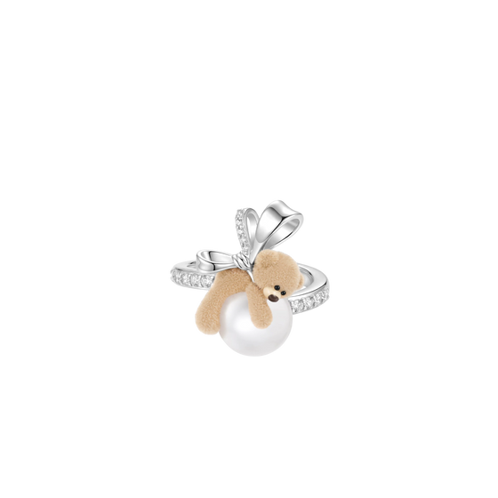 Bear Pearl Adjustable Ring