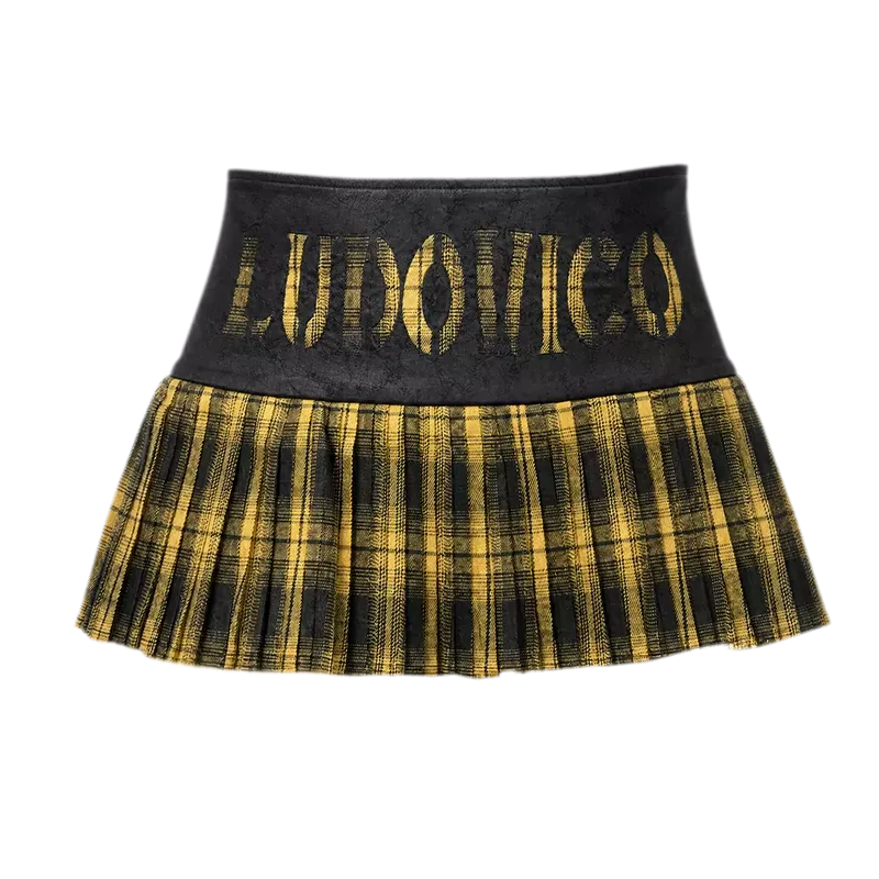 Plaid Pleated Low-Waist Mini Skirt