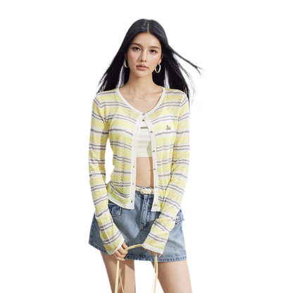 Striped Ice Silk Cardigan