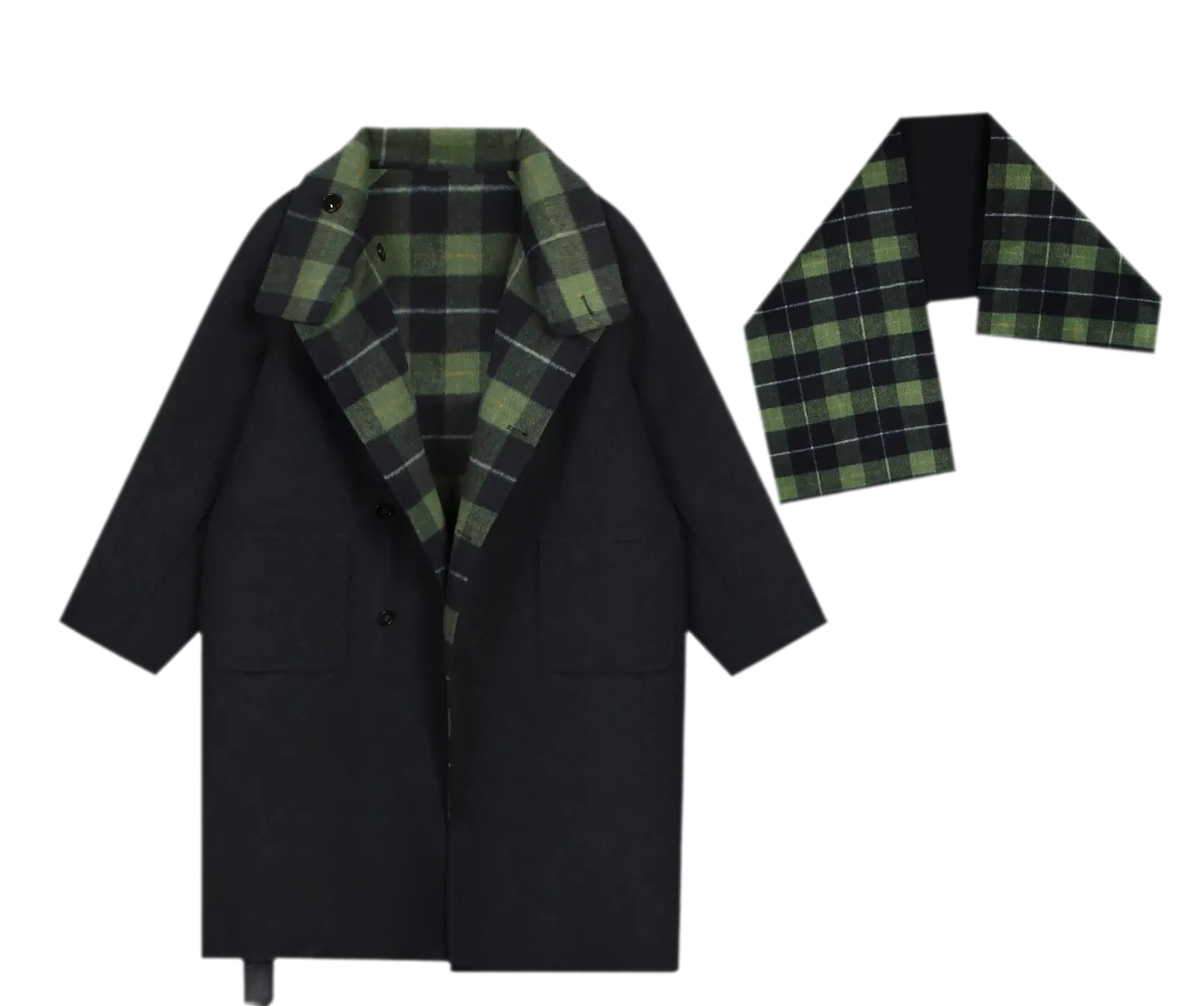 Wool Reversible Wrap Coat