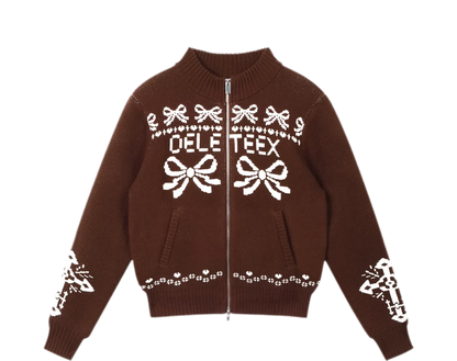Jacquard Wool Baseball Cardigan