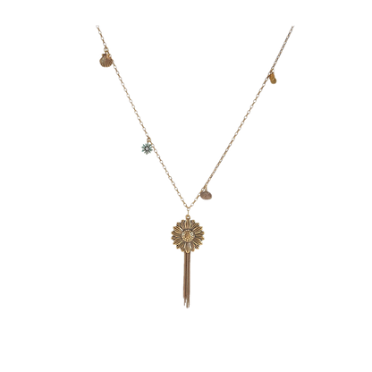 Vintage Sunflower Tassel Necklace