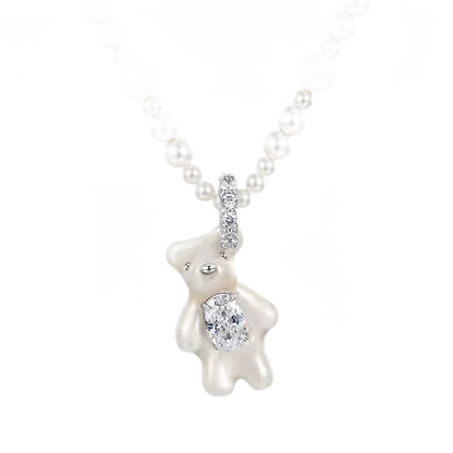 Graduated Pearl Bear Necklace