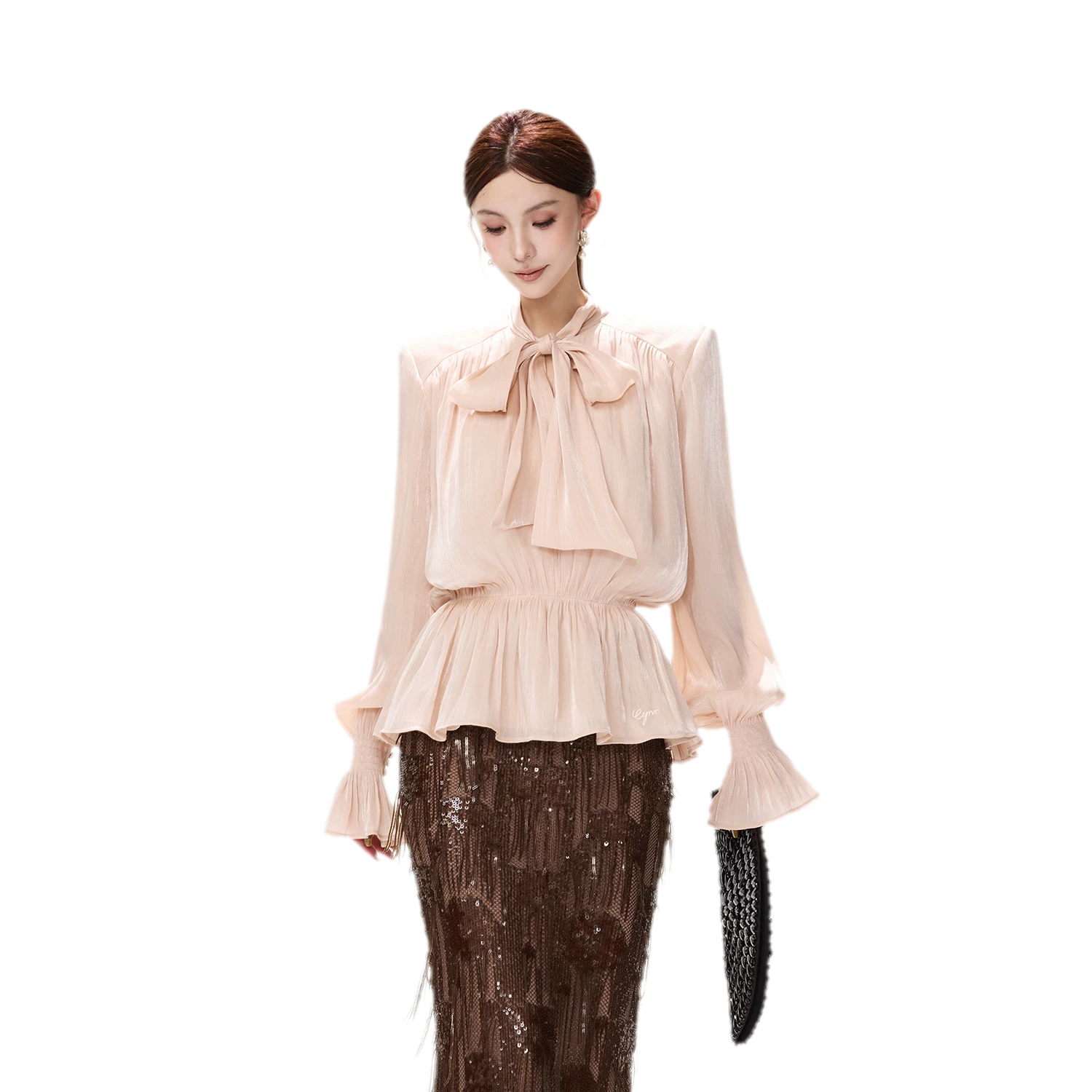 Pearlescent Tie Waist Blouse