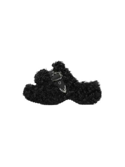 Teddy Fur Platform Mules