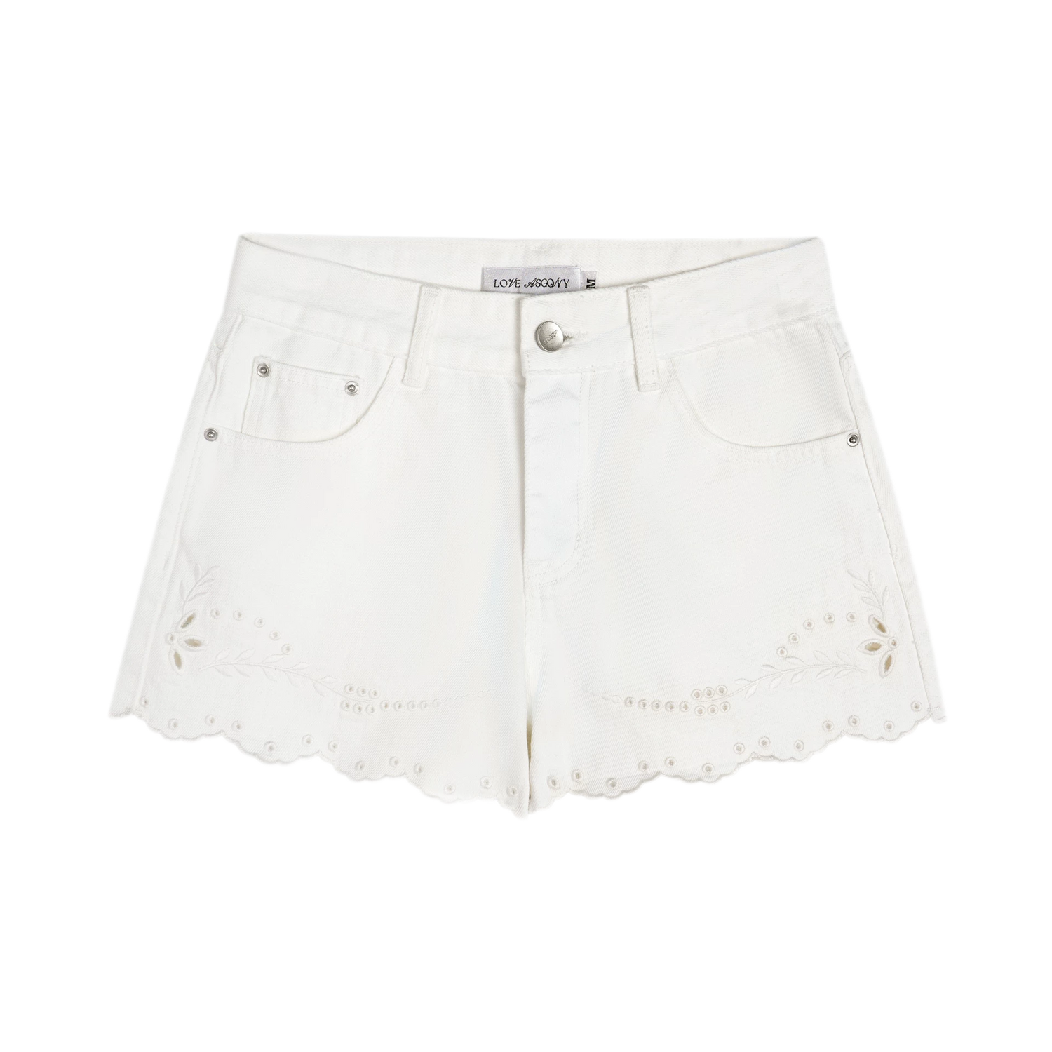 Eyelet Embroidered Denim Shorts