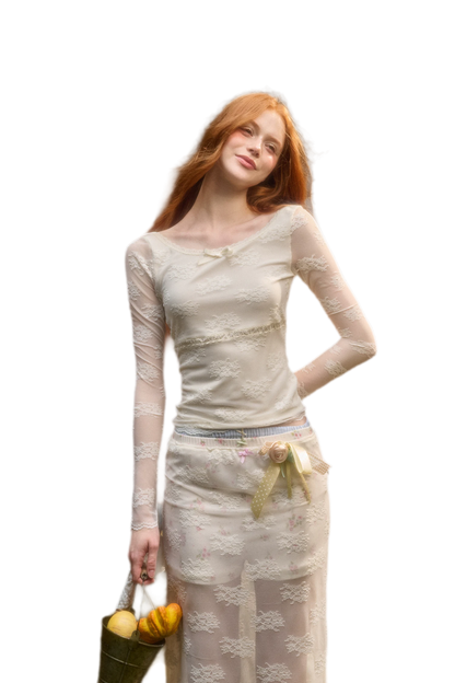 Stretch Lace Layered Skirt Set