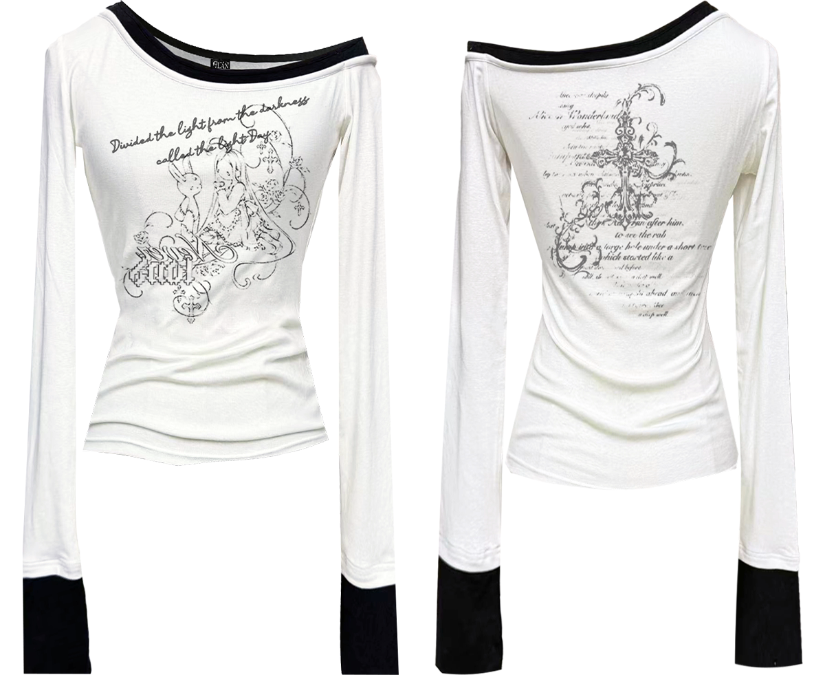 Contrast Trim Long Sleeve Top