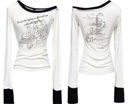 Contrast Trim Long Sleeve Top