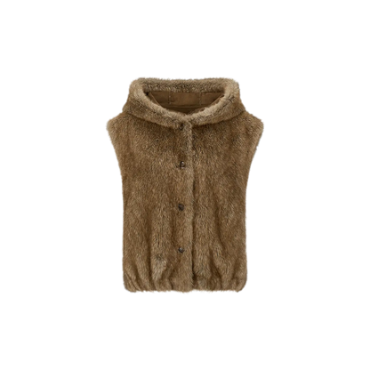 Layered Faux Fur Hooded Vest