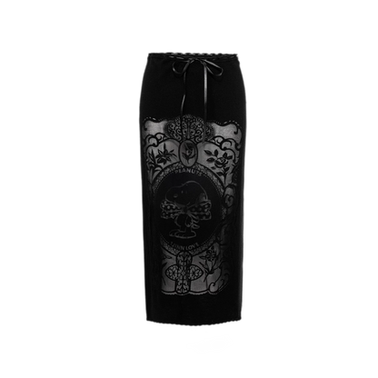 Burnout Graphic Midi Knit Skirt