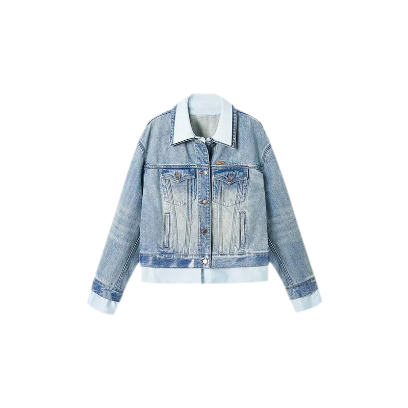 Washed Deconstructed Cropped Denim Jacket