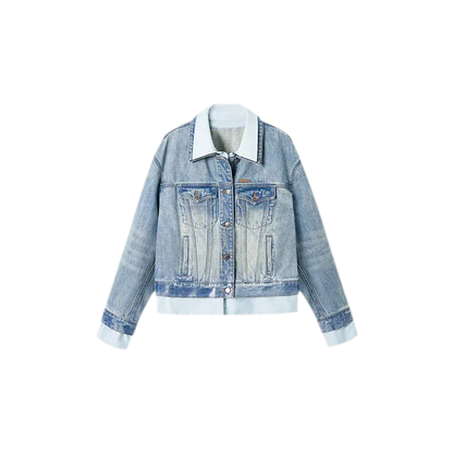 Washed Deconstructed Cropped Denim Jacket