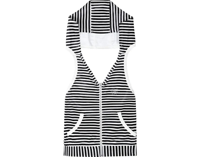 Striped Hooded Vest
