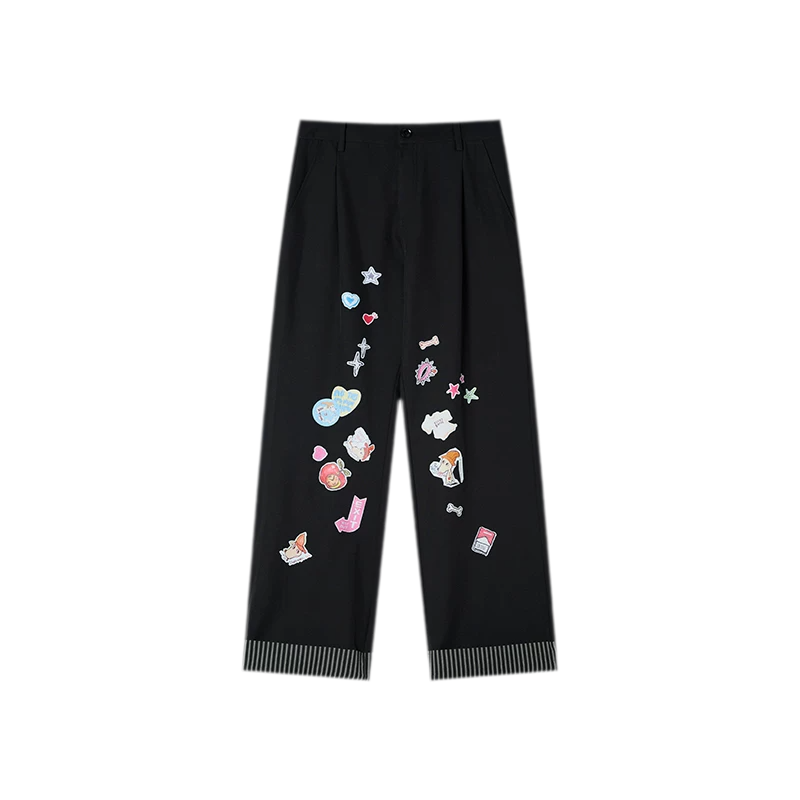 Cute Dog Sticker Cuffed Pants
