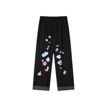 Cute Dog Sticker Cuffed Pants