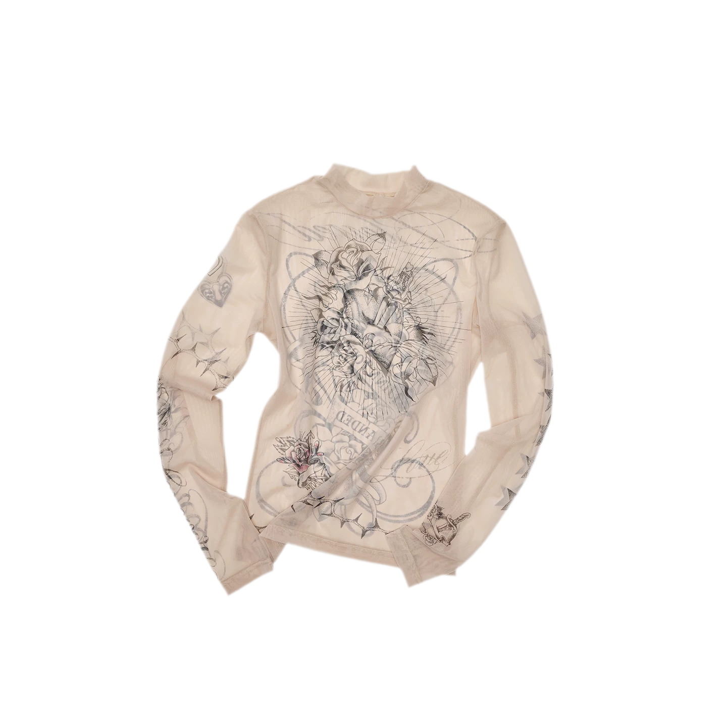 Tattoo Print Mesh Top