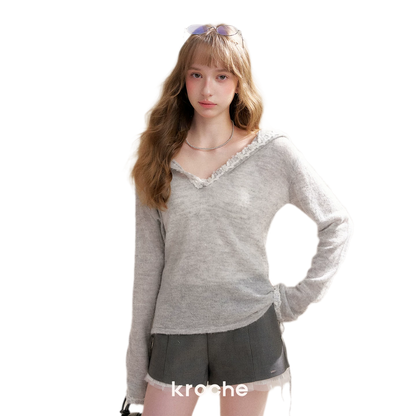 Lace Hood Knit Hoodie