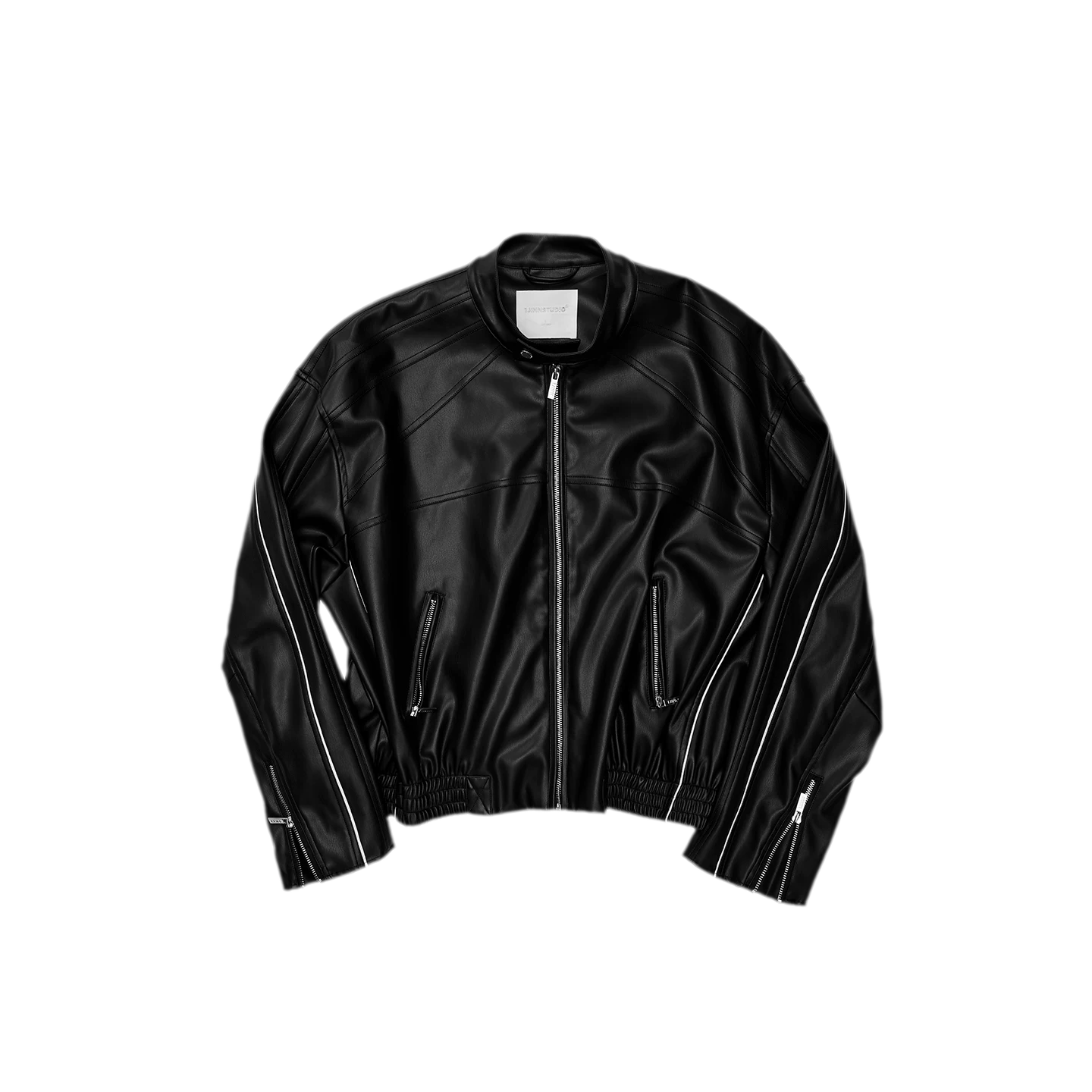 Contrast Trim Cropped PU Jacket