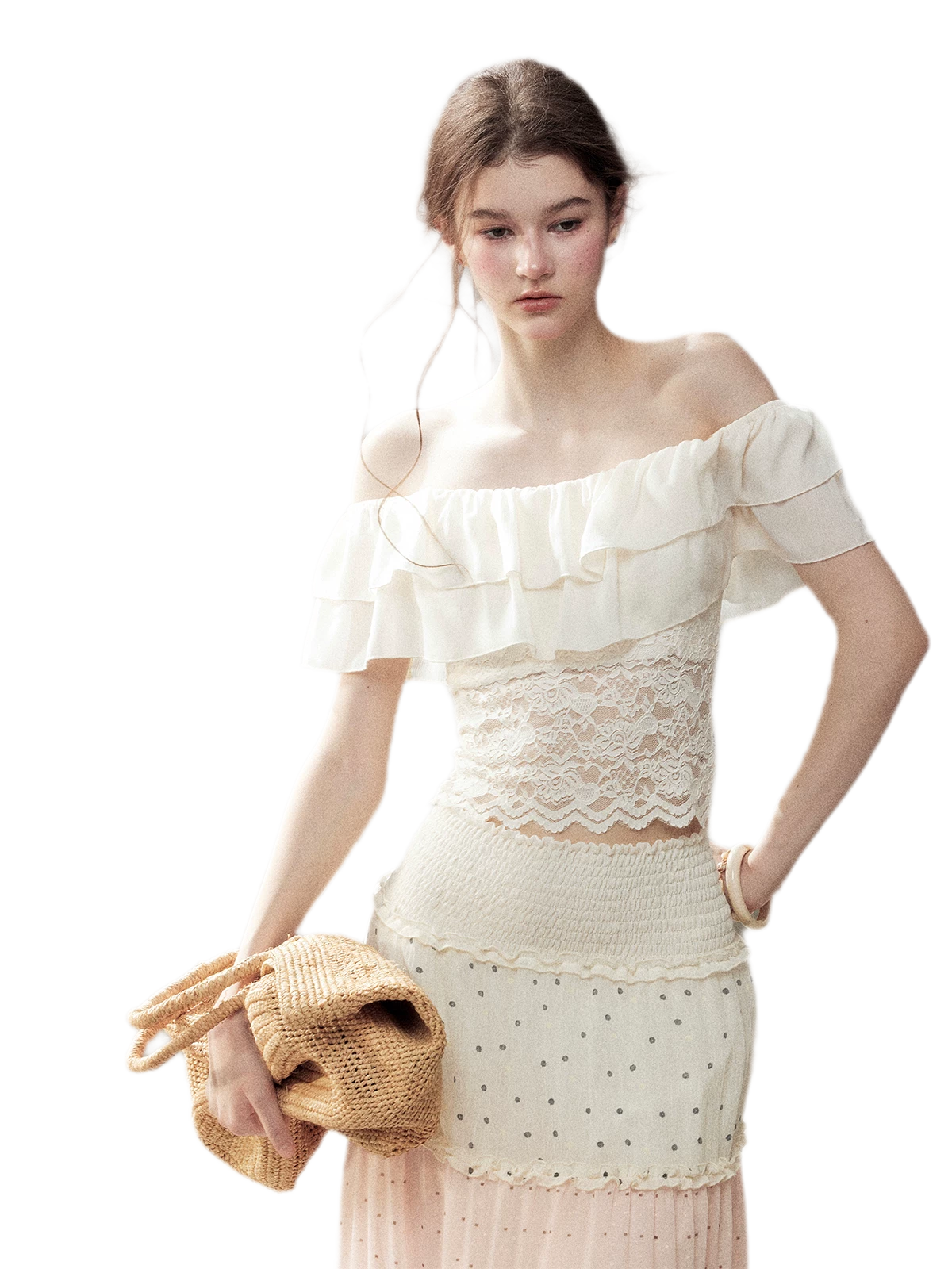 Ruffle Lace Off-Shoulder Top
