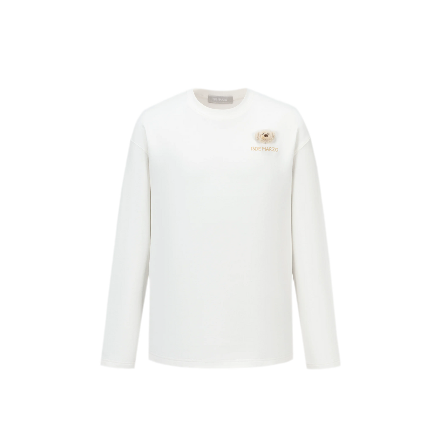 Embroidered Bear Crewneck T-Shirt