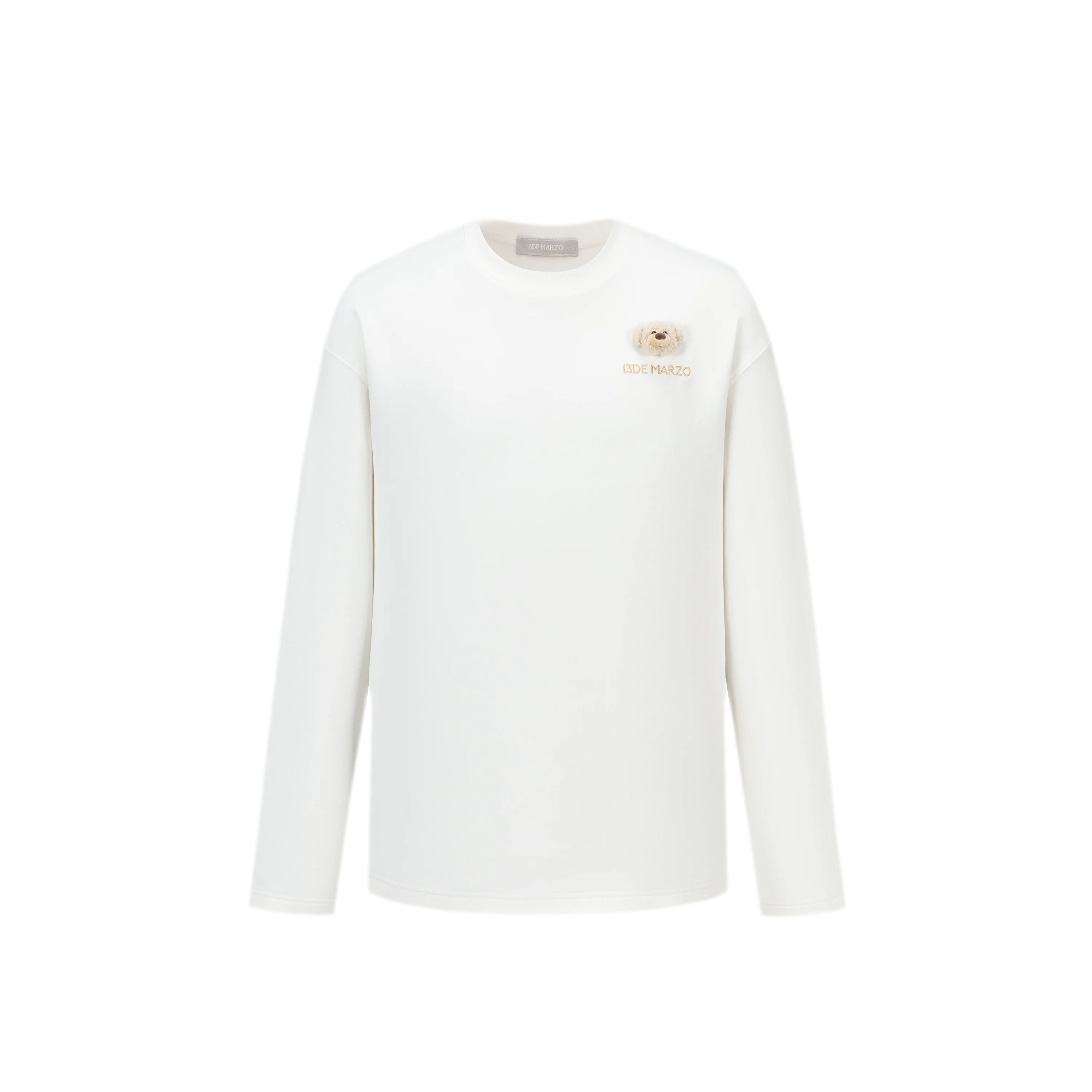 Embroidered Bear Crewneck T-Shirt