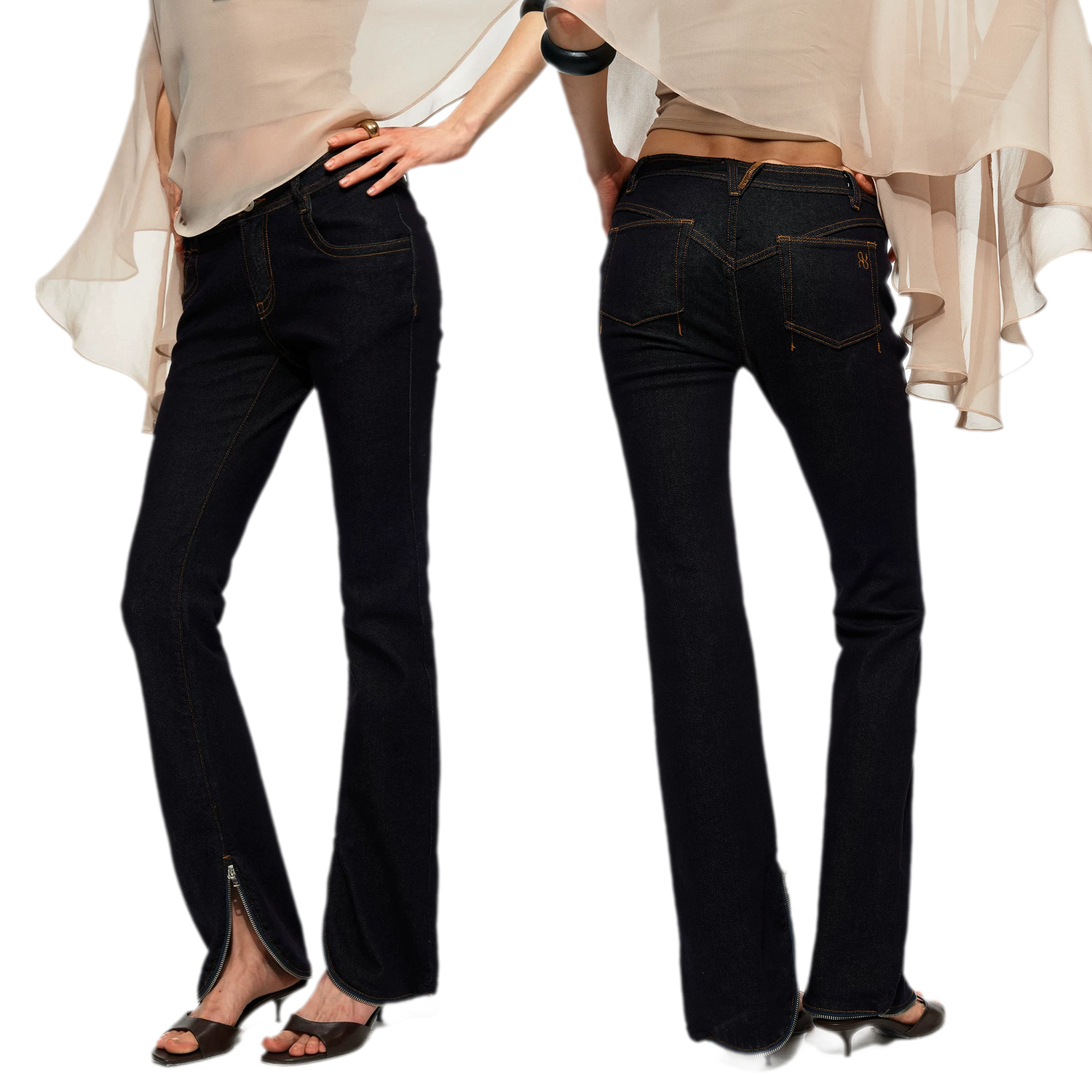 R2 Zip Hem Denim Jeans
