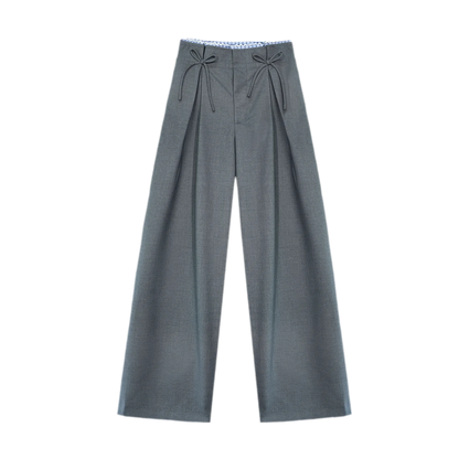 Plaid Lace Waistband Straight Pants