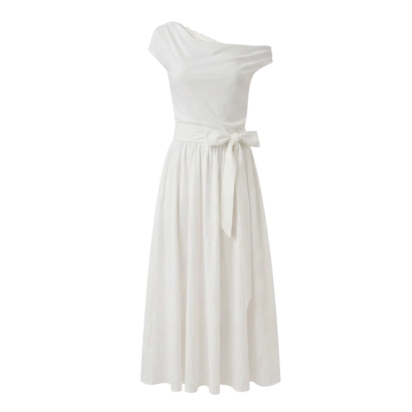 Lace-Trim Off-Shoulder Tie Dress